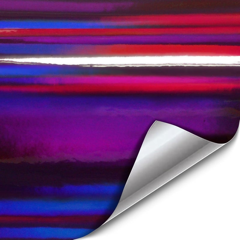 VViViD Holographic Chrome Purple Vinyl Wrap DIY Air-Release Adhesive Film 1.5ft x 5ft - Image 1
